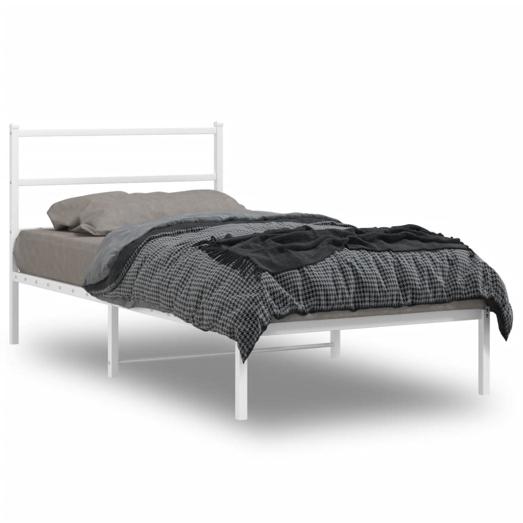 vidaXL Estrutura de cama com cabeceira 100x200 cm metal branco