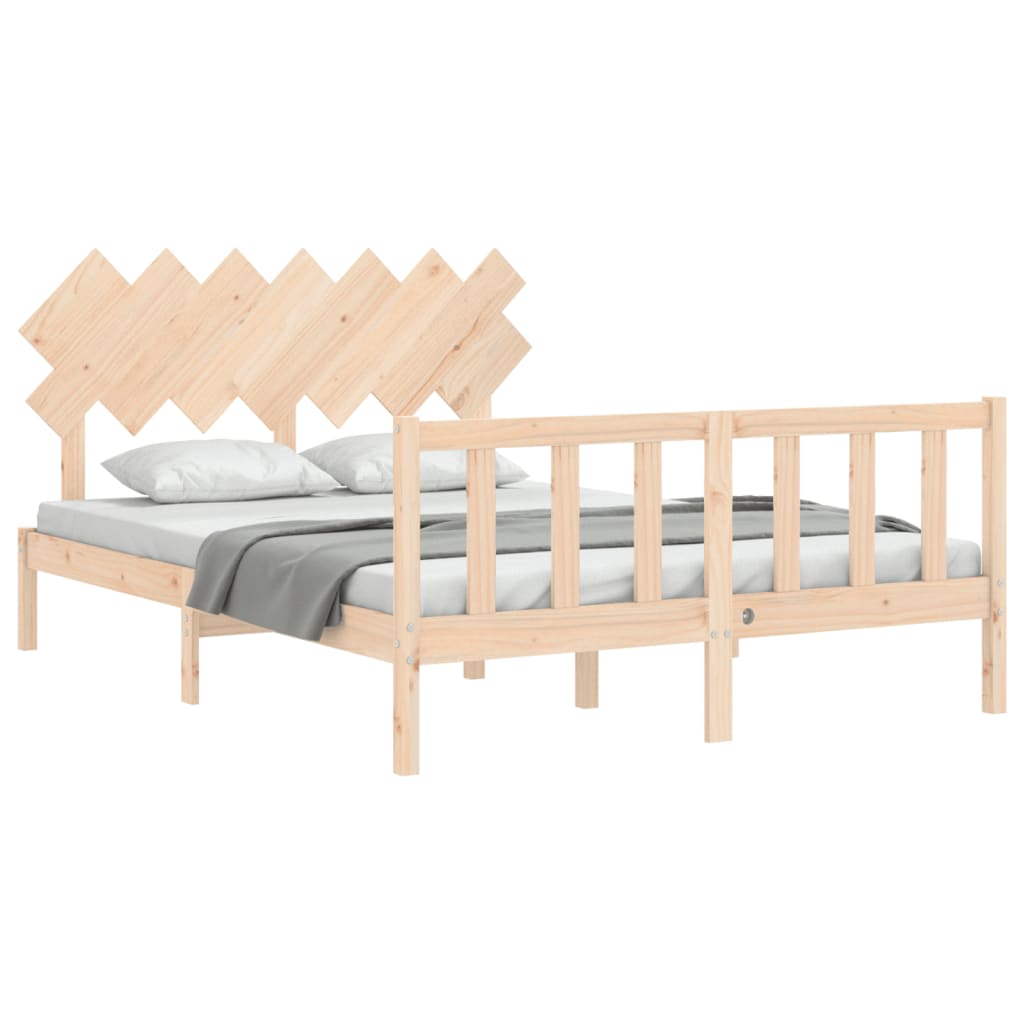 vidaXL Estrutura de cama com cabeceira 140x190 cm madeira maciça