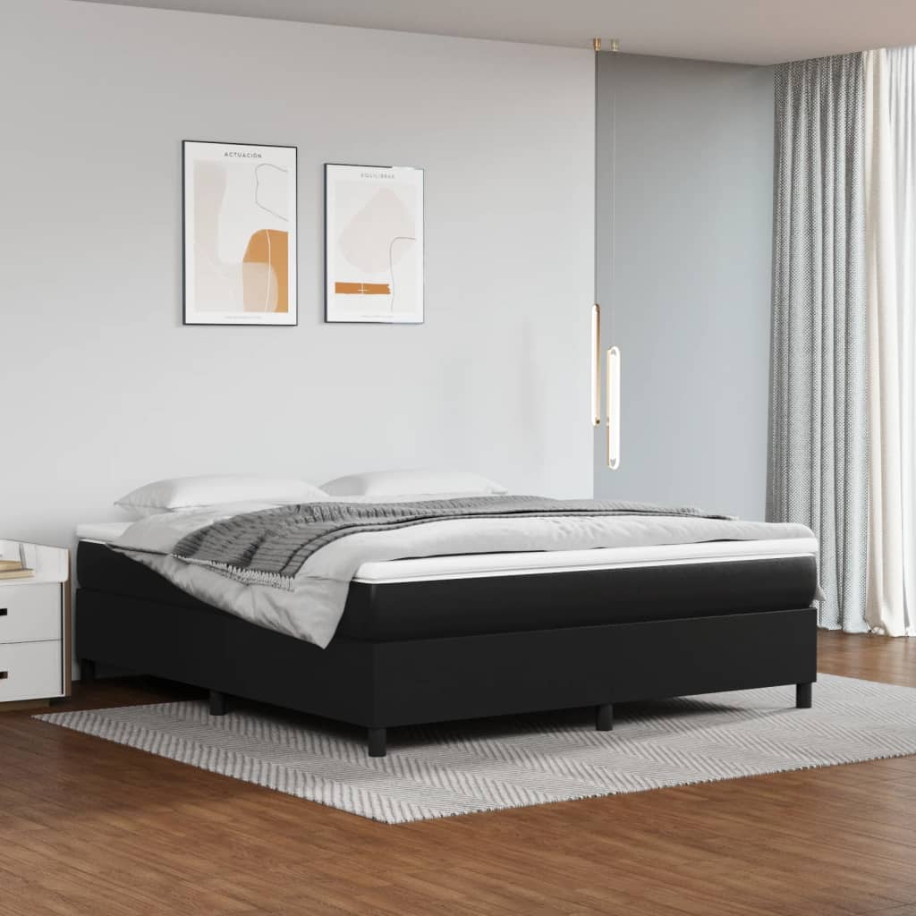 vidaXL Estrutura de cama 160x200 cm couro artificial preto