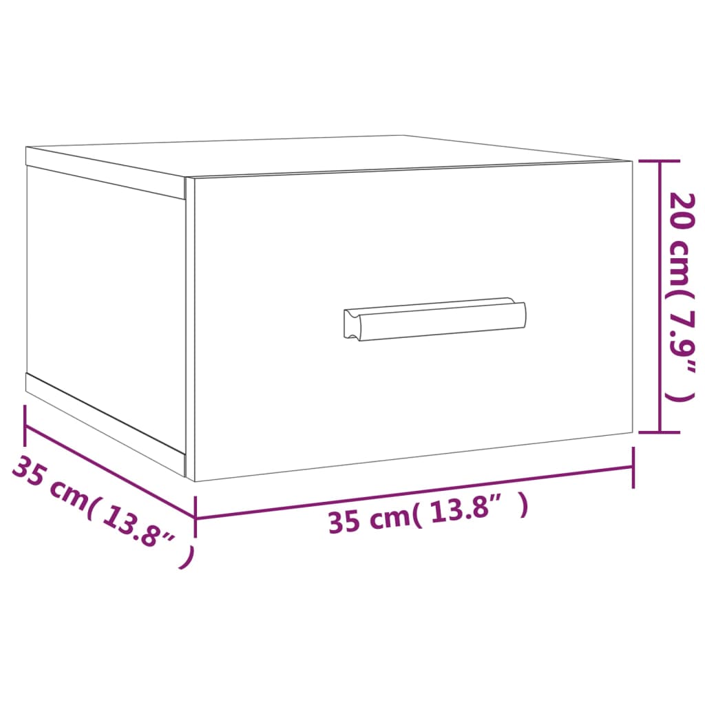 vidaXL Mesas de cabeceira de parede 2pcs 35x35x20 cm carvalho castanho