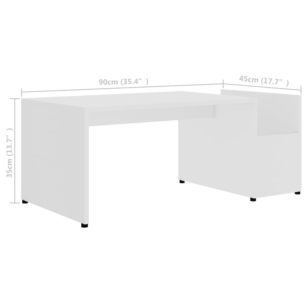 vidaXL Mesa de centro 90x45x35 cm derivados de madeira branco