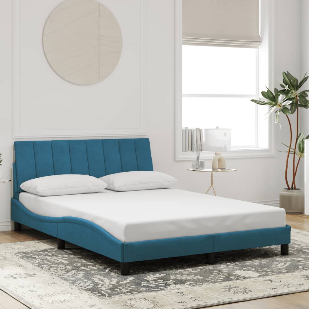 vidaXL Estrutura de cama c/ luzes LED 140x190 cm veludo azul