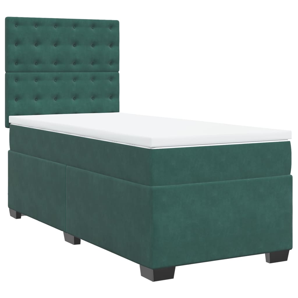 vidaXL Cama com molas/colchão 90x190 cm veludo verde-escuro