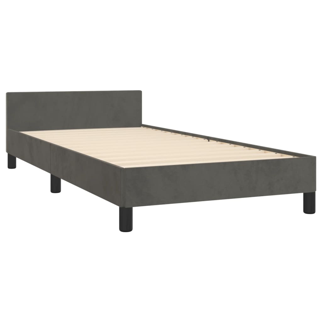 vidaXL Estrutura de cama c/ cabeceira 100x200cm veludo cinzento-escuro