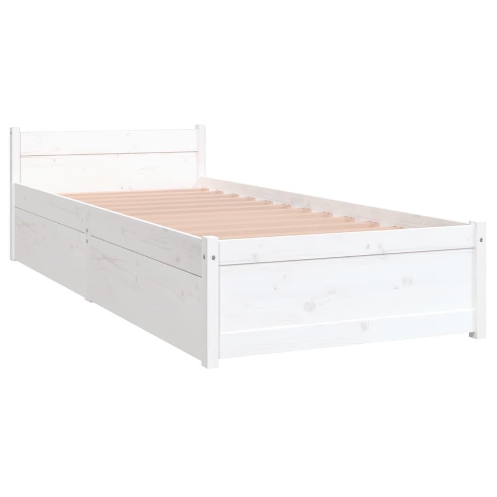 vidaXL Estrutura cama de solteiro pequena c/ gavetas 75x190 cm branco