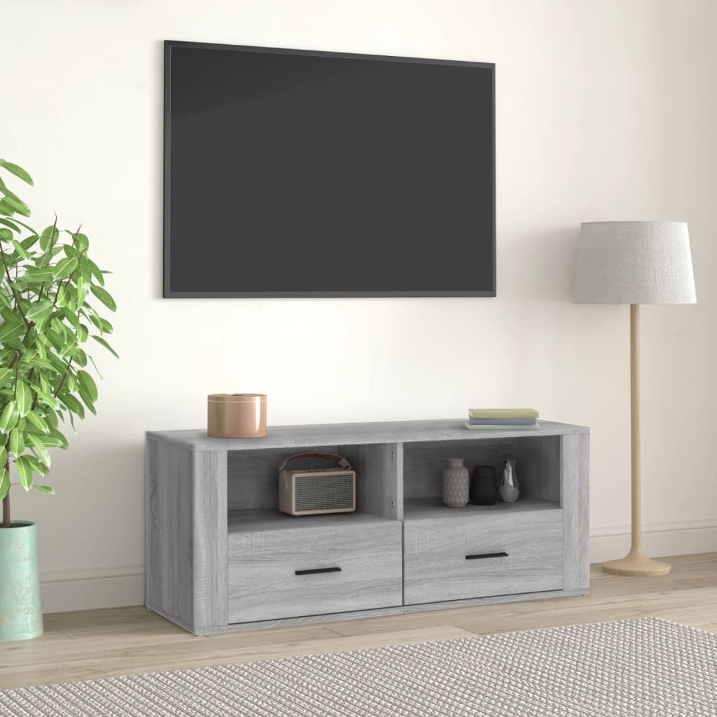 vidaXL Móvel de TV 100x35x40 cm derivados de madeira cinzento sonoma