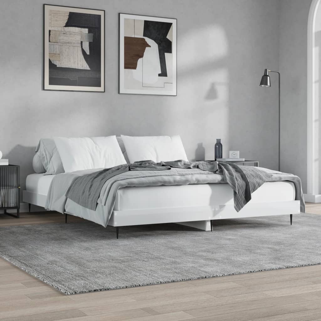 vidaXL Estrutura de cama 120x200 cm derivados madeira branco brilhante