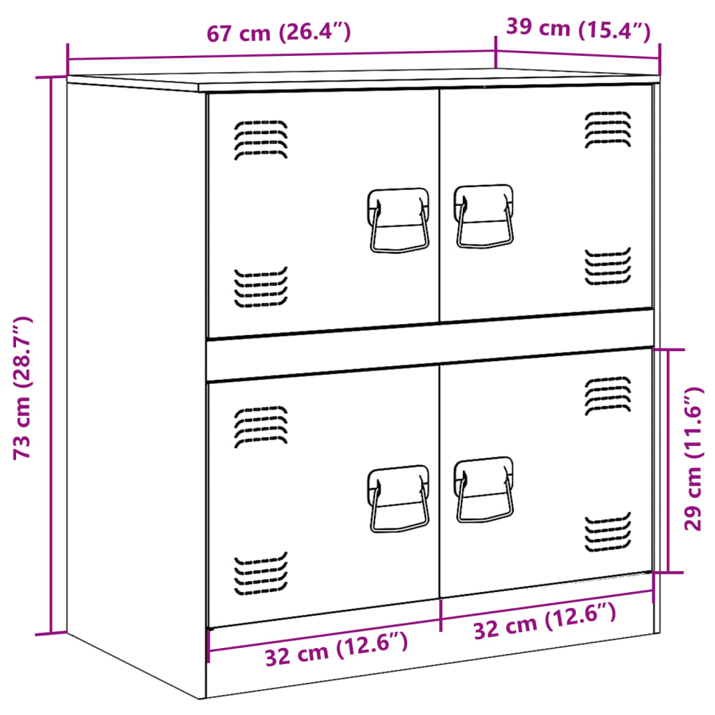 vidaXL Aparador 67x39x73 cm aço rosa