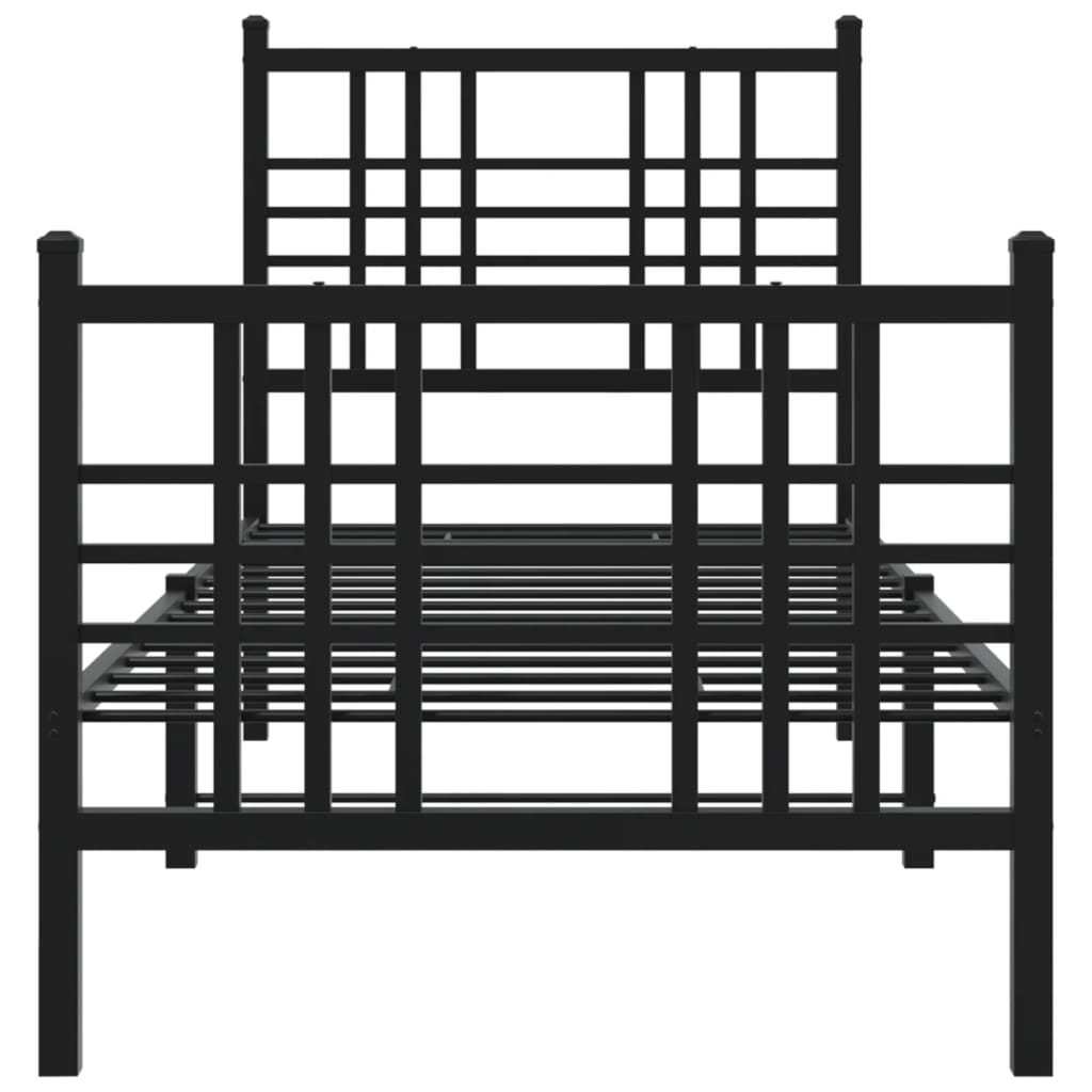 vidaXL Estrutura de cama com cabeceira e pés 75x190 cm metal preto