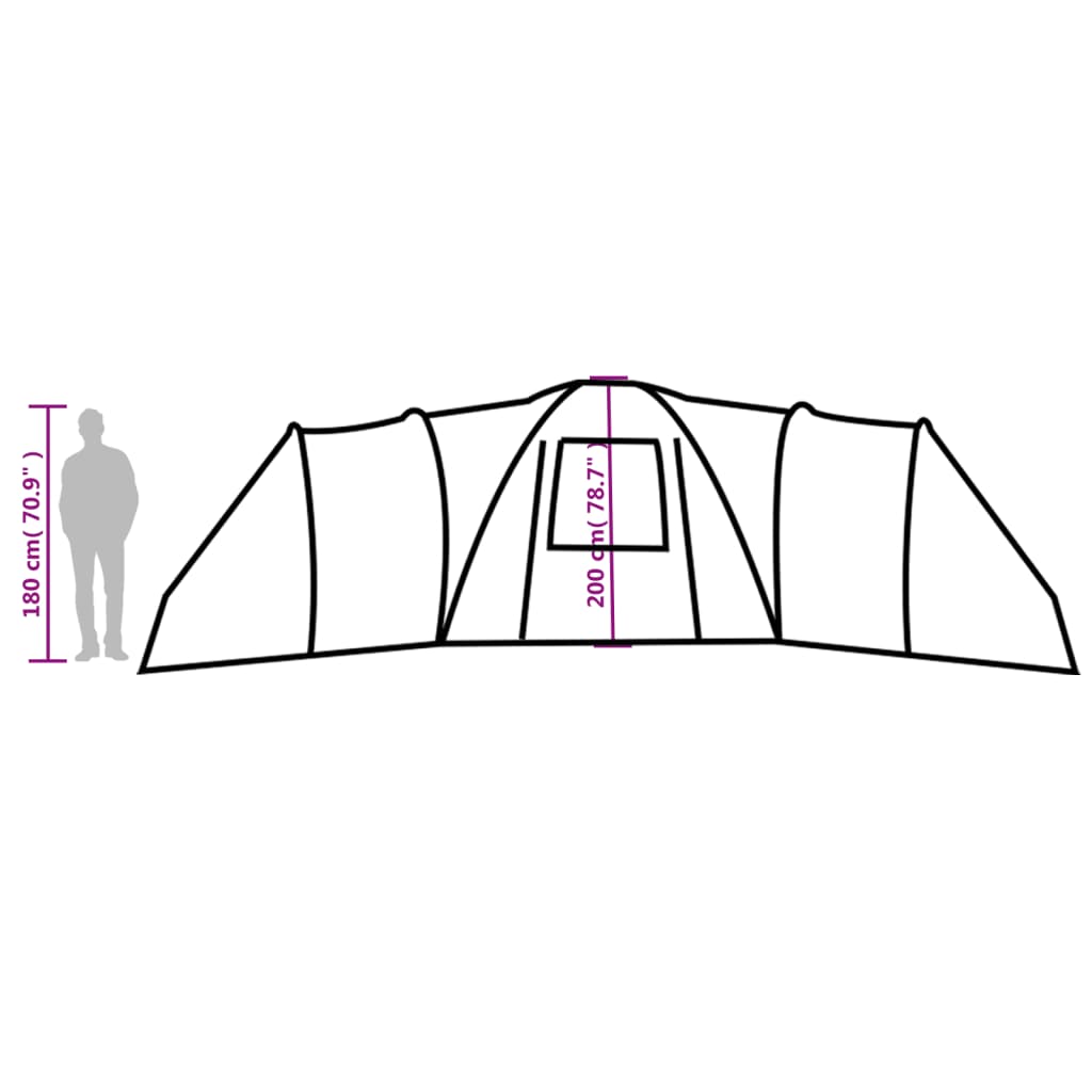 vidaXL Tenda familiar cúpula para 12 pessoas impermeável cinza/laranja