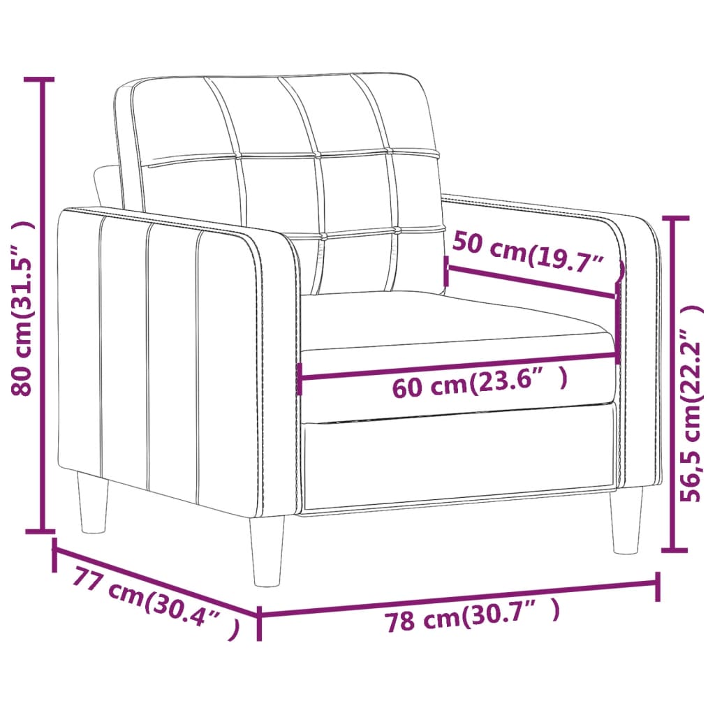 vidaXL Poltrona tecido 60 cm cinzento-acastanhado