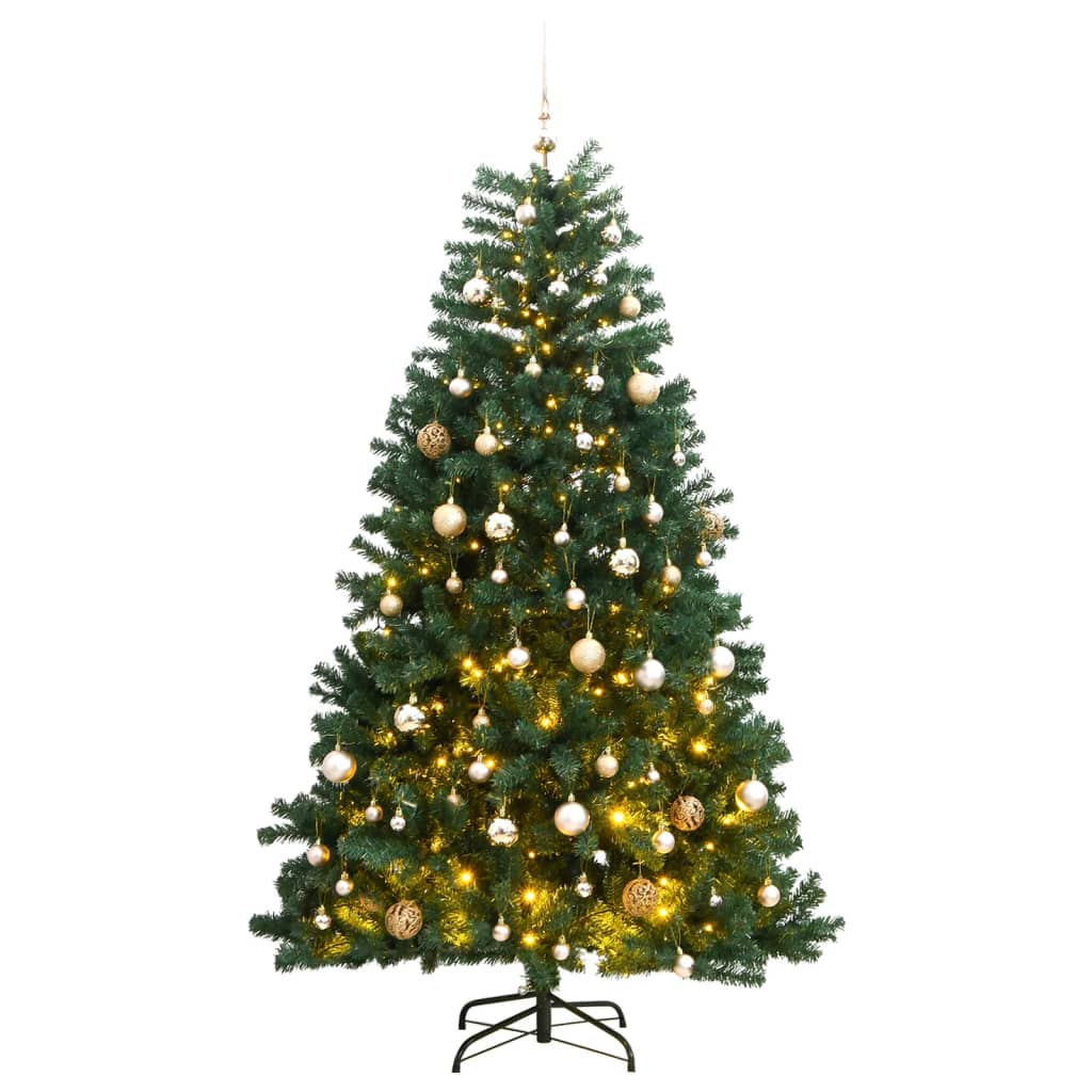 vidaXL Árvore Natal artificial articulada c/ 300 luzes LED+bolas 180cm