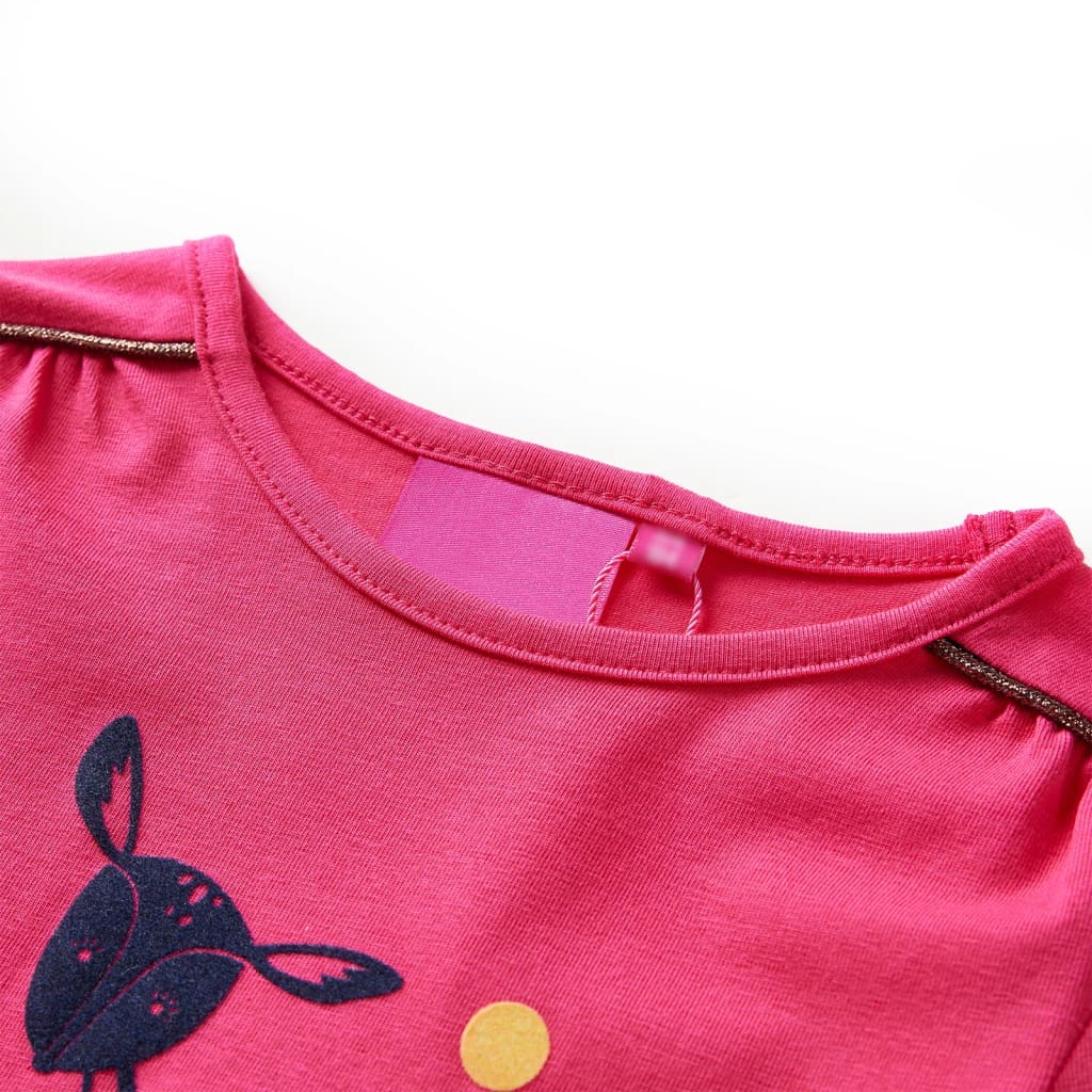 T-shirt de manga comprida para criança rosa-choque 104
