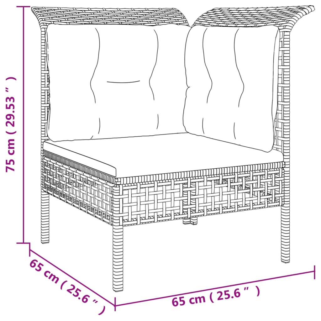 vidaXL 5 pcs conjunto lounge de jardim c/ almofadões vime PE cinzento