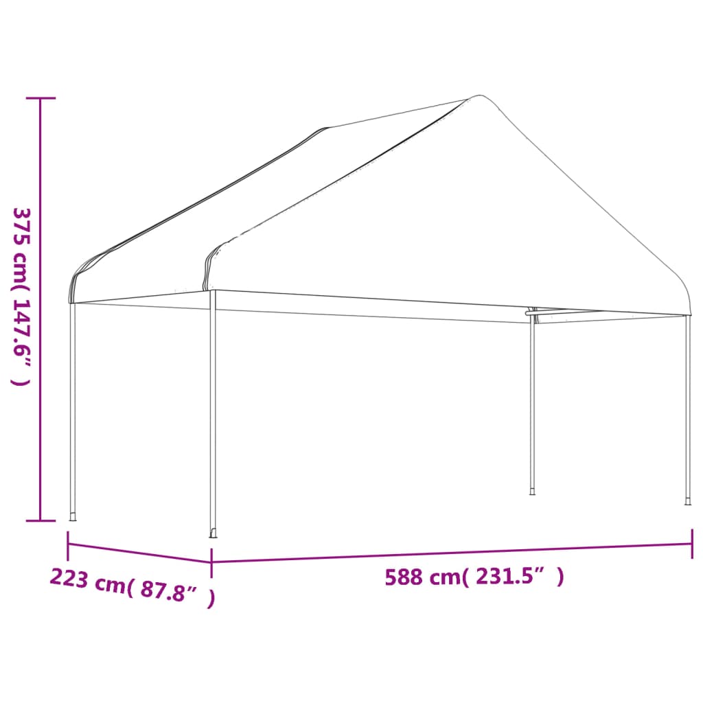 vidaXL Gazebo com telhado 6,69x5,88x3,75 m polietileno branco