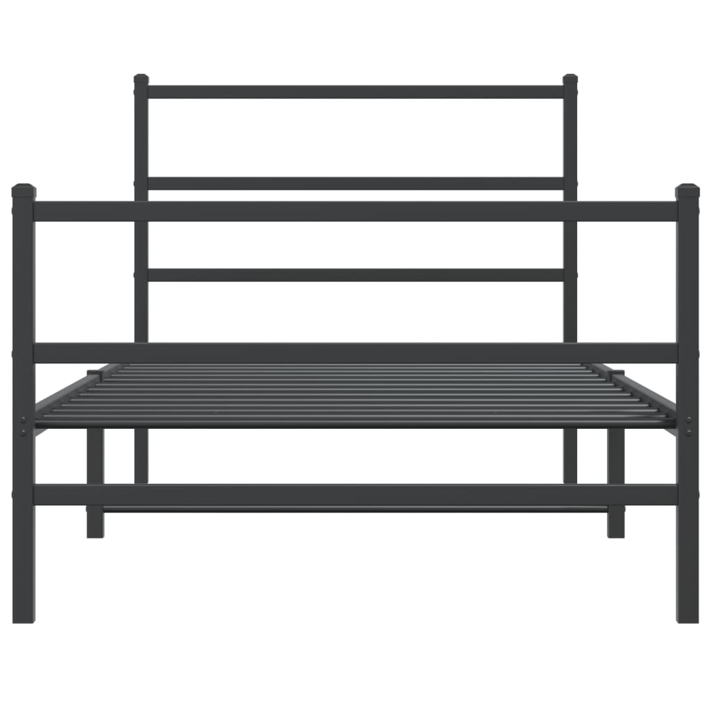 vidaXL Estrutura de cama com cabeceira e pés 100x190 cm metal preto