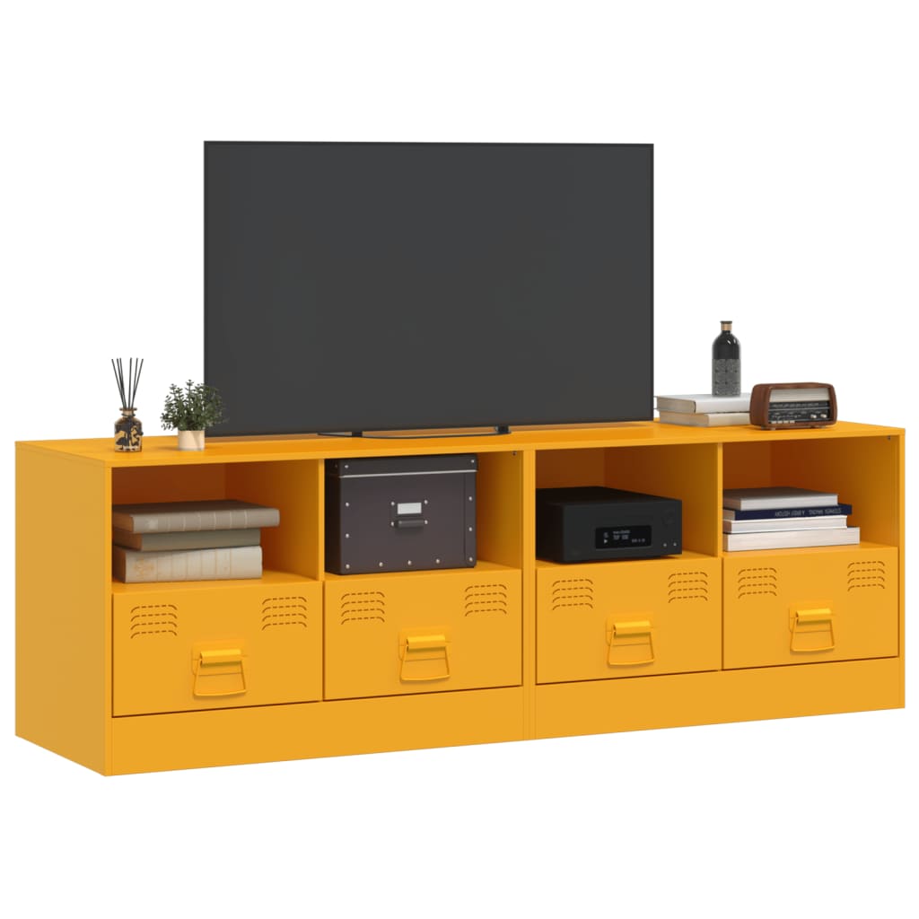 vidaXL Móveis de TV 2 pcs 67x39x44 cm aço amarelo mostarda