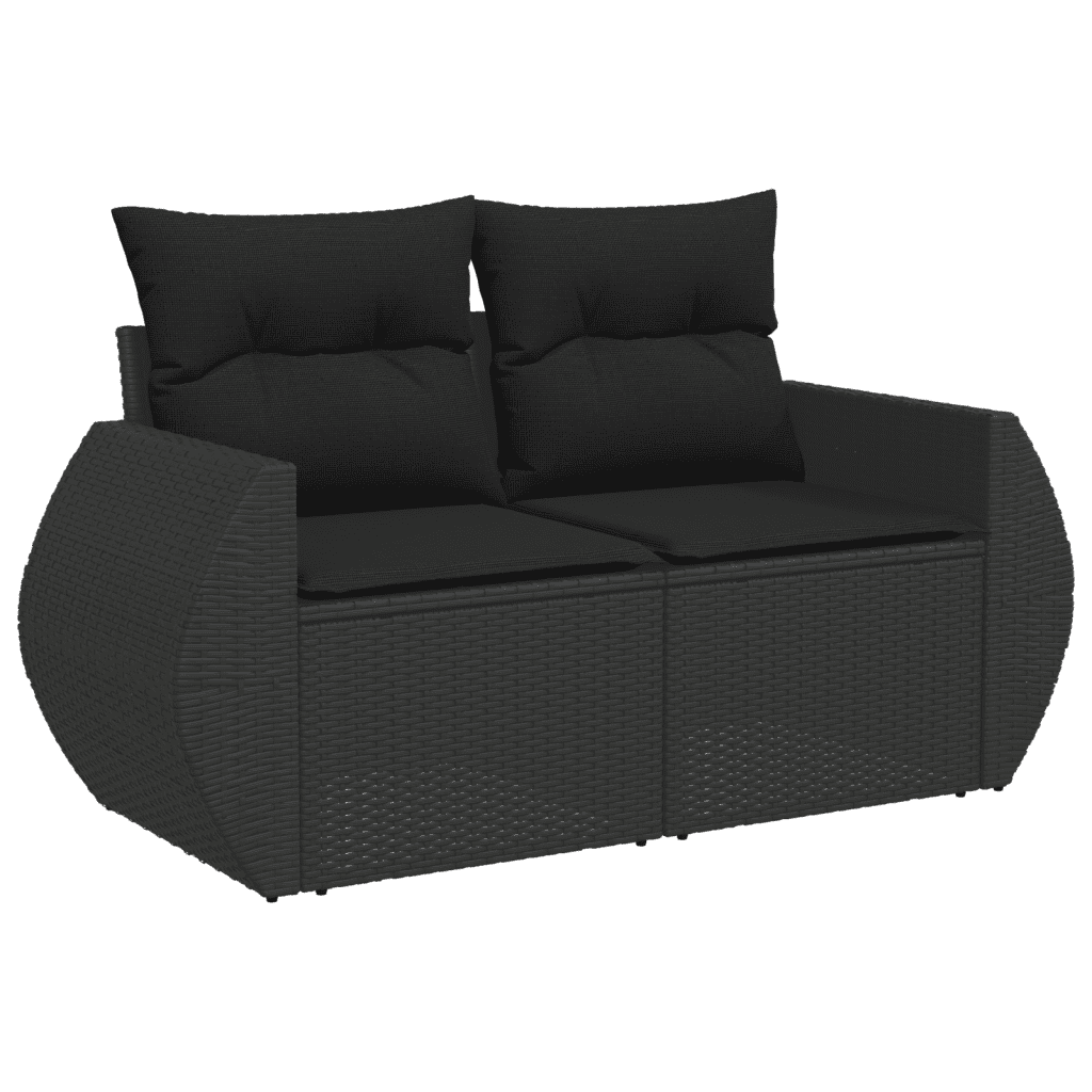 vidaXL 9 pcs conjunto de sofás p/ jardim c/ almofadões vime PE preto