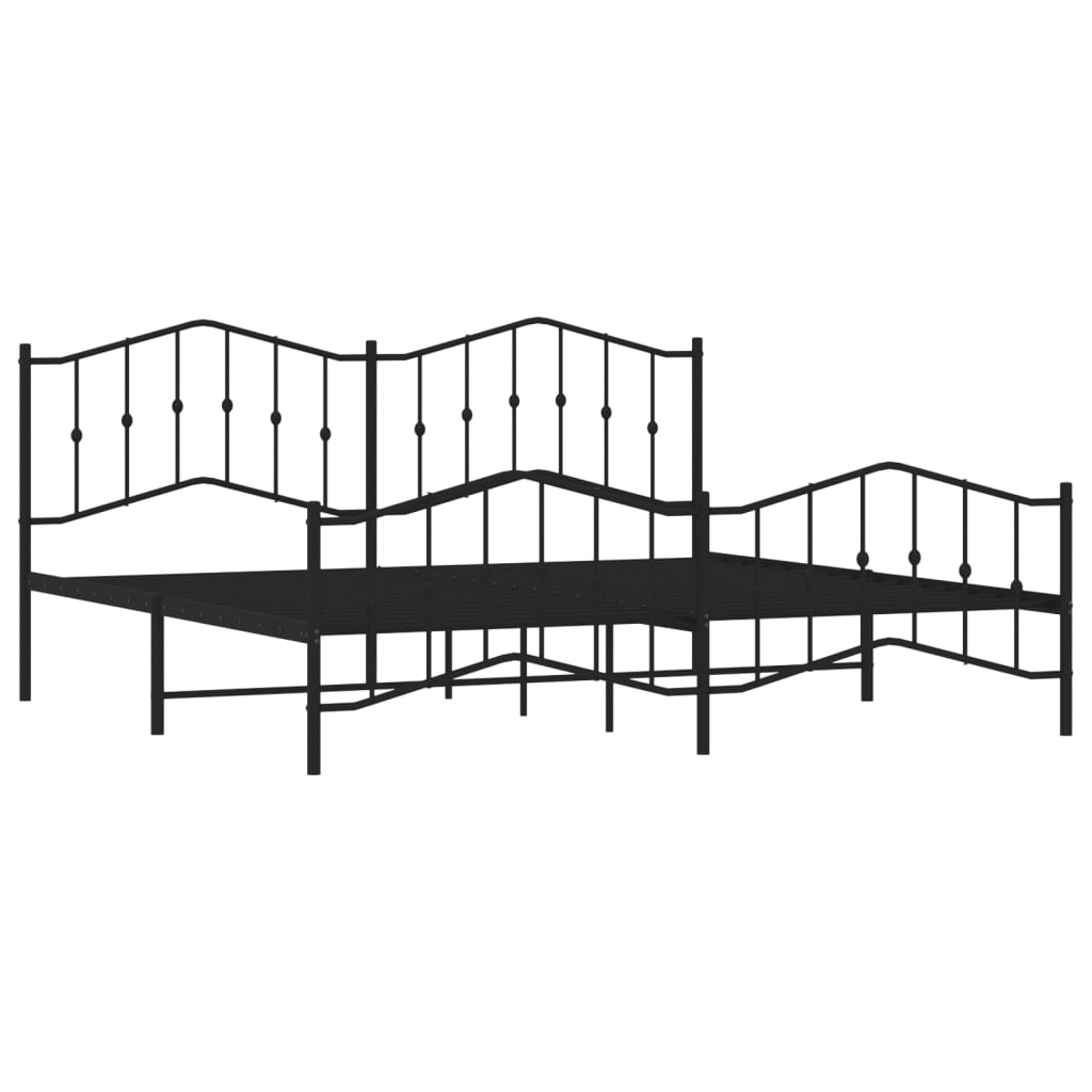 vidaXL Estrutura de cama com cabeceira e pés 193x203 cm metal preto