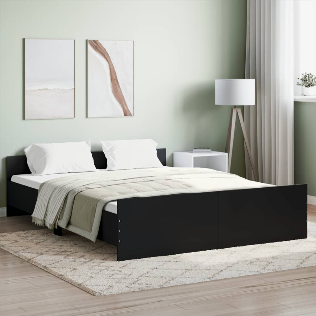 vidaXL Estrutura cama c/ painéis de cabeceira e pés 140x200 cm preto