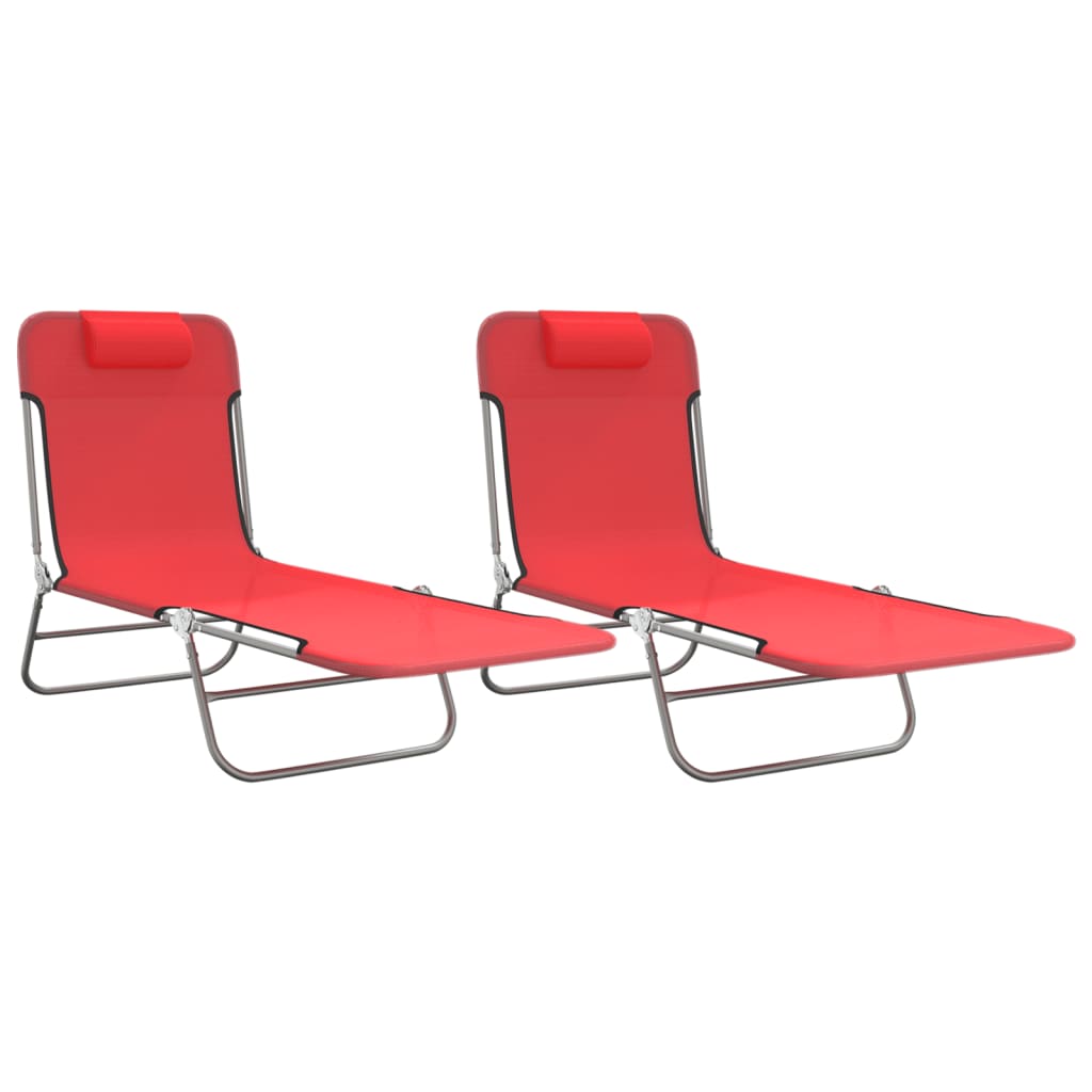 vidaXL Espreguiçadeiras dobráveis 2 pcs textilene e aço vermelho