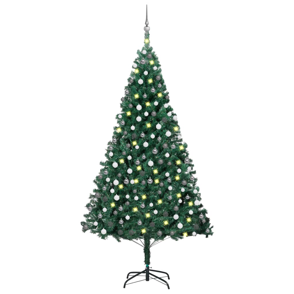 vidaXL Árvore Natal artificial pré-iluminada c/ bolas 240 cm verde