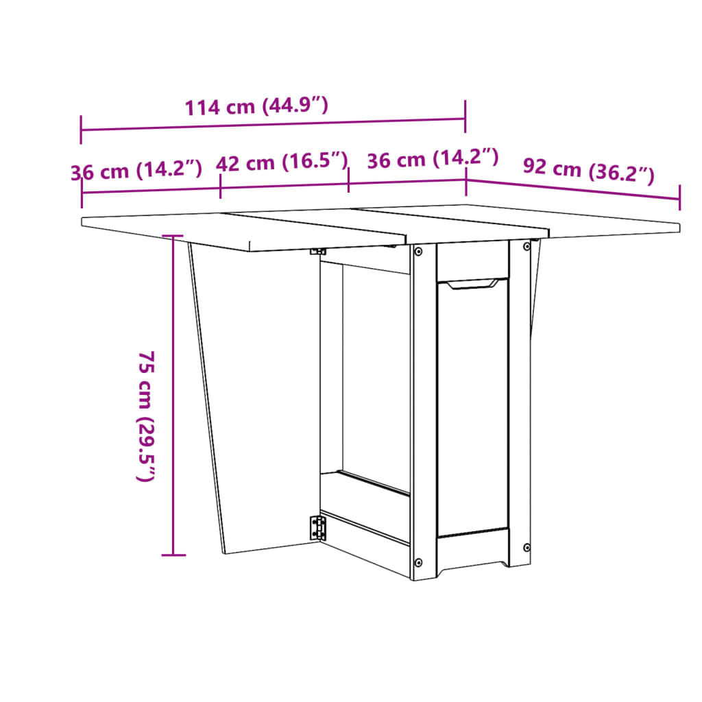 vidaXL Mesa de jantar dobrável Corona pinho maciço castanho-mel