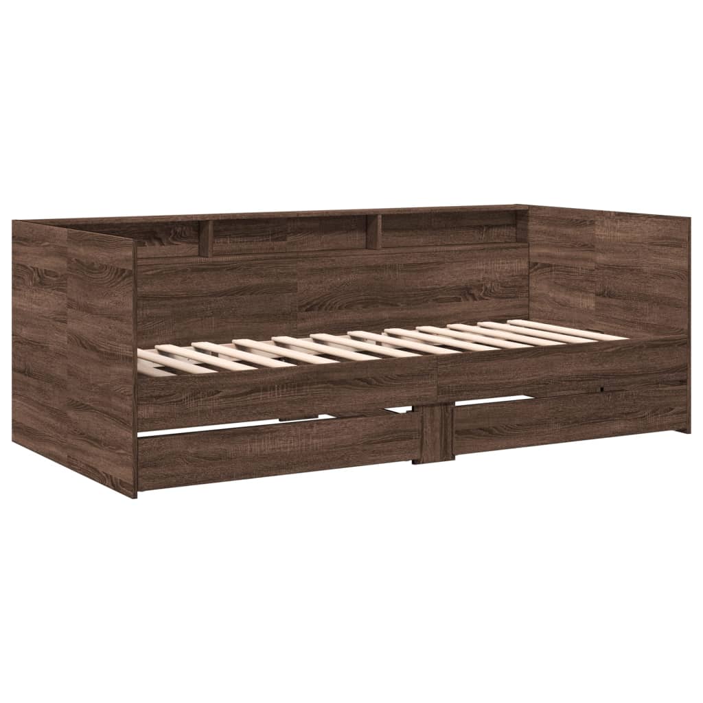 vidaXL Sofá-cama com gavetas sem colchão 75x190 cm carvalho castanho