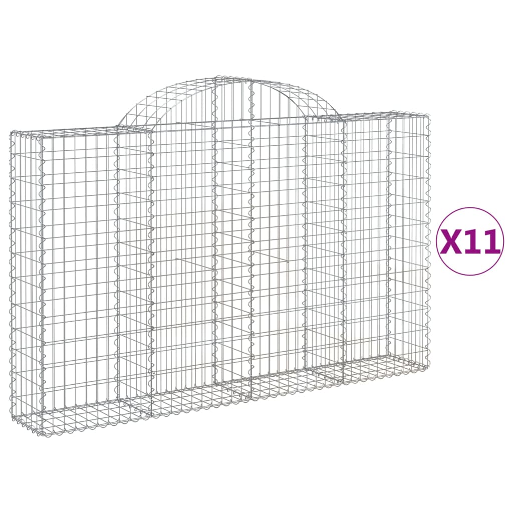 vidaXL Cestos gabião arqueados 11pcs 200x30x120/140 ferro galvanizado