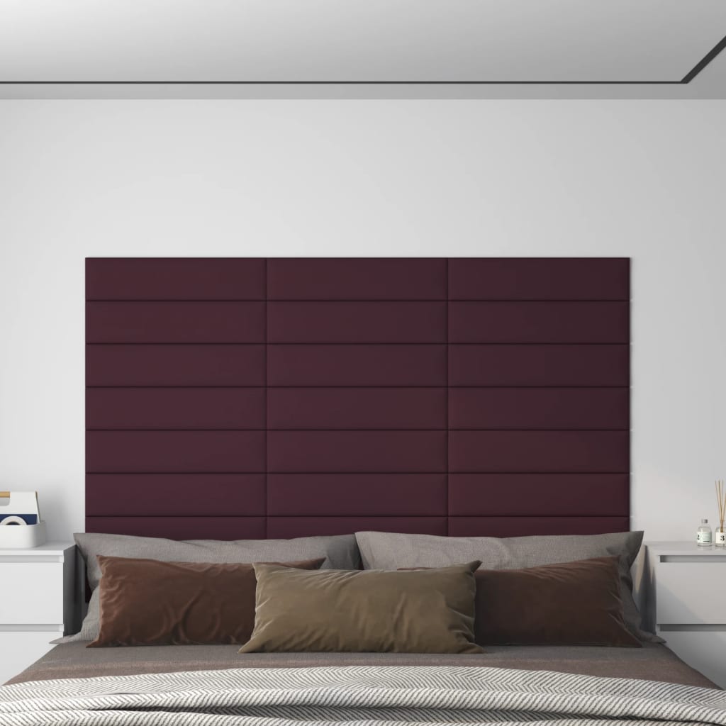 vidaXL Painel de parede 12 pcs 60x15 cm tecido 1,08 m² roxo