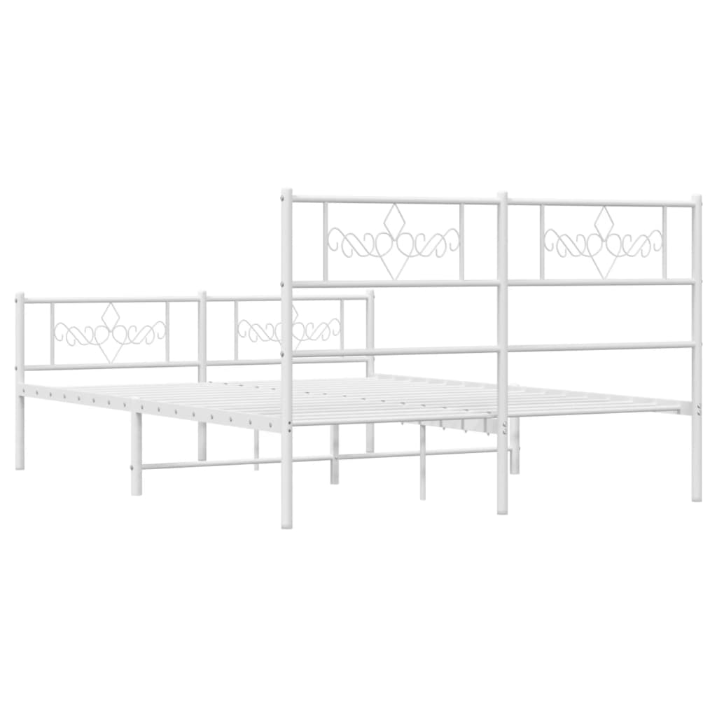 vidaXL Estrutura de cama com cabeceira e pés 140x190 cm metal branco