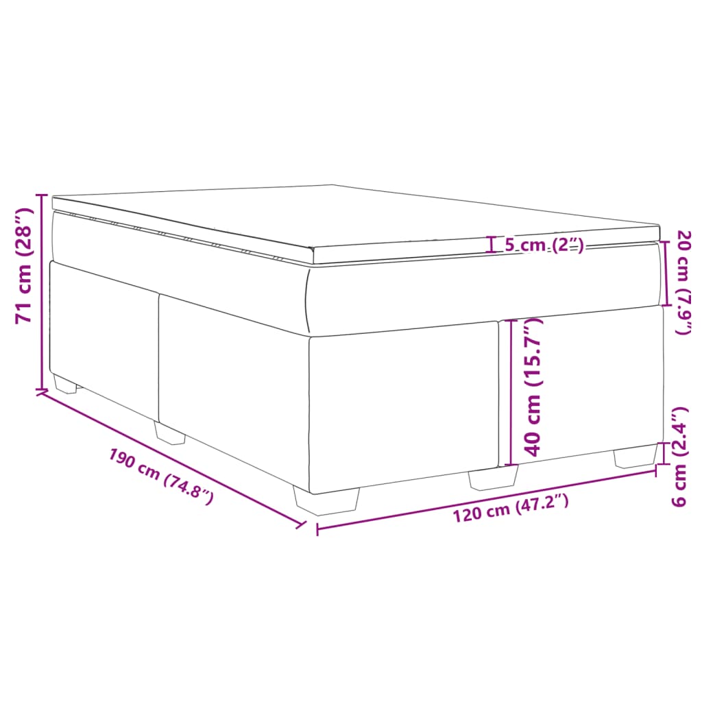 vidaXL Cama boxspring com colchão 120x190 cm veludo verde-escuro