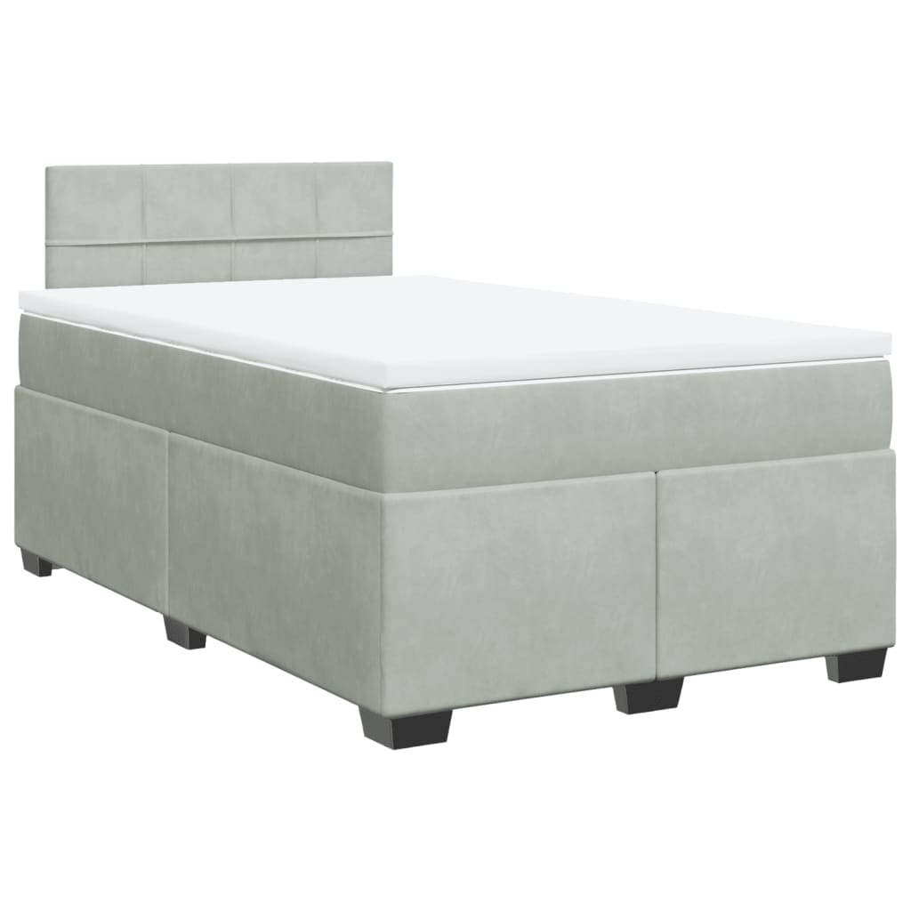 vidaXL Cama boxspring com colchão 120x190 cm veludo cinzento-claro