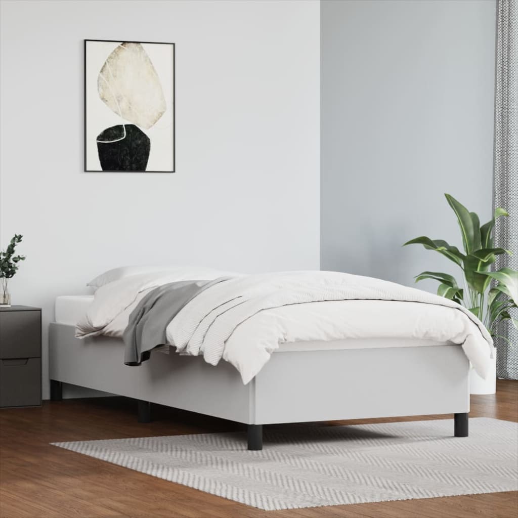 vidaXL Estrutura de cama 100x200 cm couro artificial branco