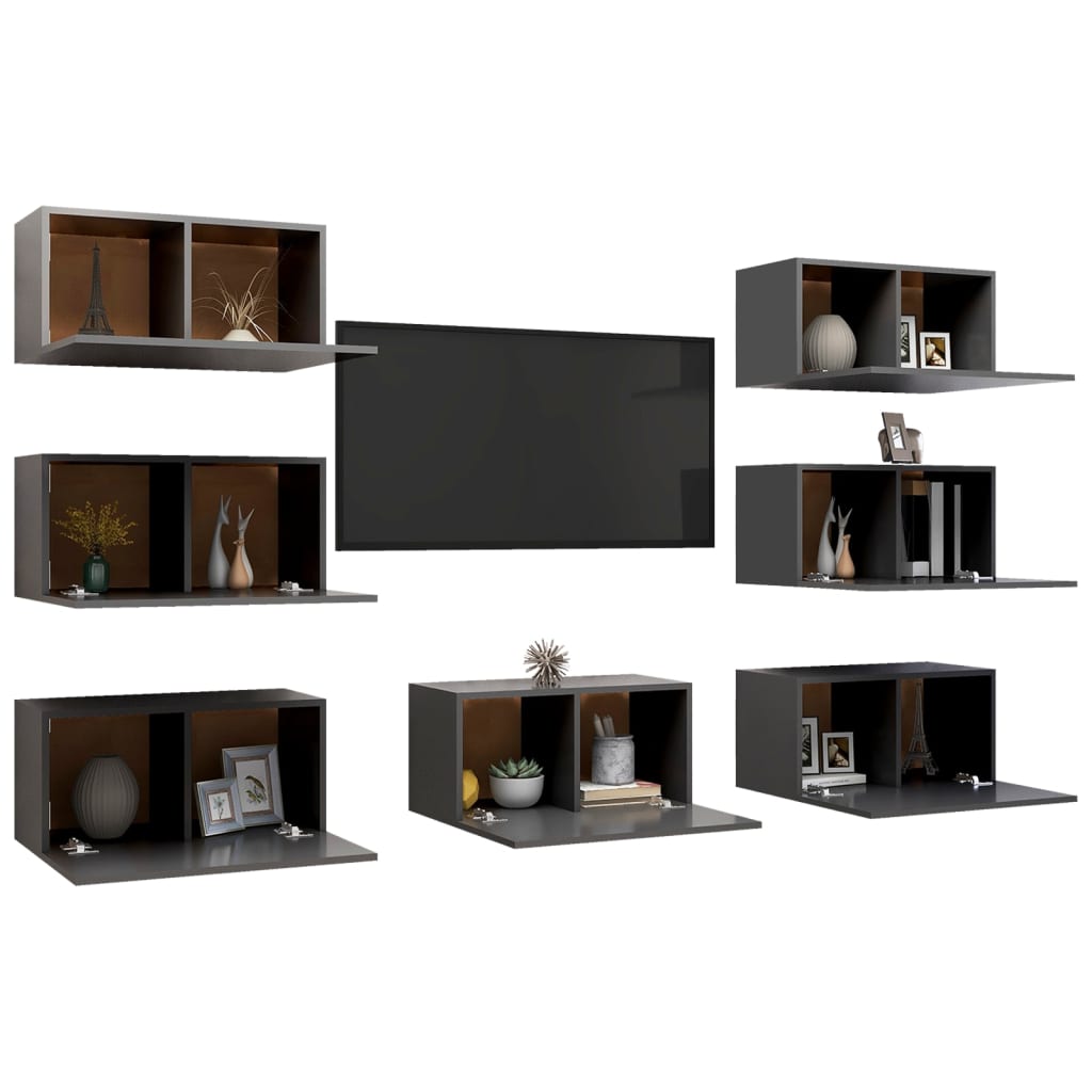 vidaXL Móveis de TV 7 pcs 30,5x30x60 cm derivados de madeira cinzento