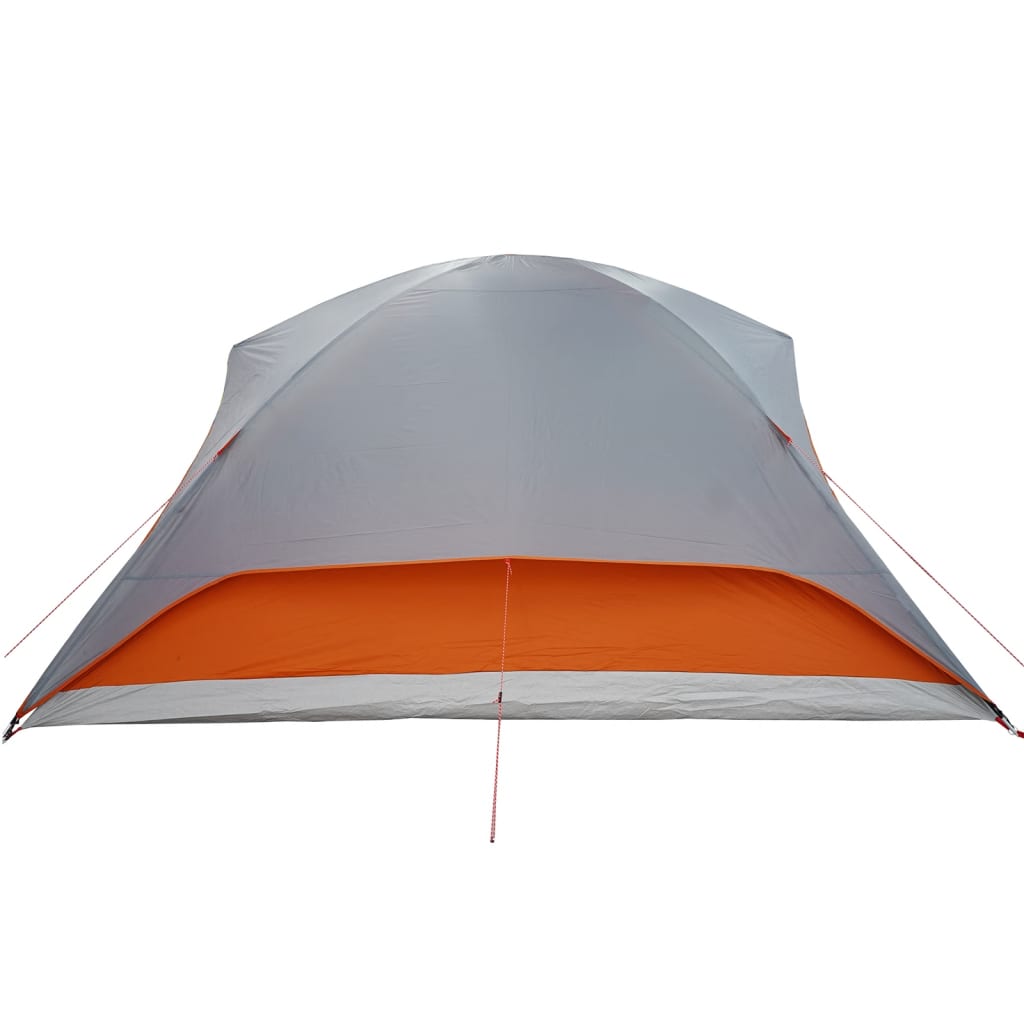 vidaXL Tenda familiar estilo cabana 6 pessoas imperm. cinza/laranja