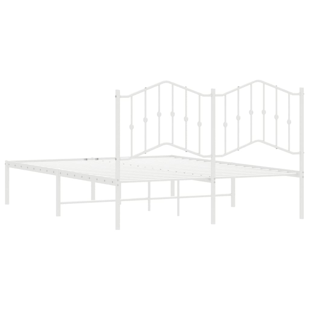 vidaXL Estrutura de cama com cabeceira 135x190 cm metal branco