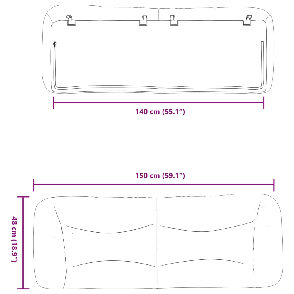 vidaXL Almofadão de cabeceira 140 cm tecido cinzento-claro