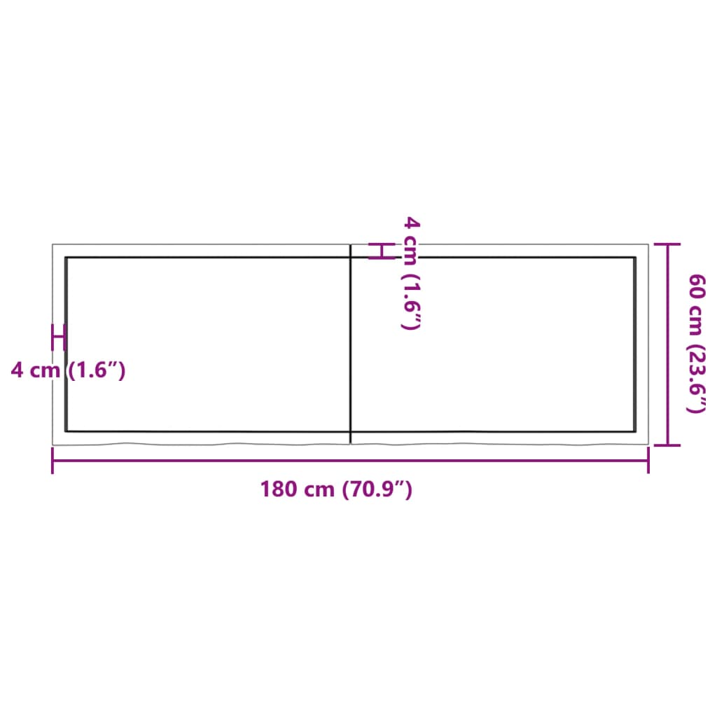 vidaXL Bancada p/ WC 180x60x(2-6)cm madeira tratada maciça castanho