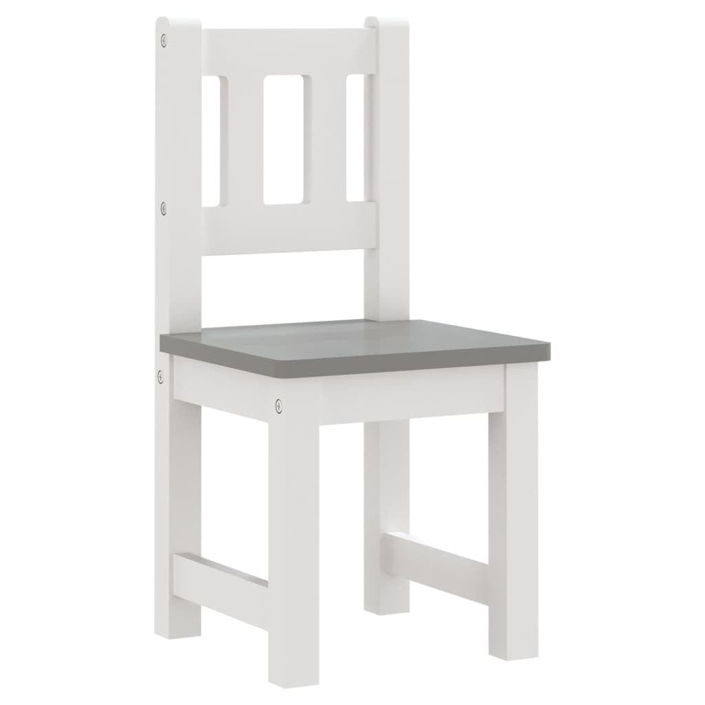 vidaXL 4 pcs conjunto mesa e cadeiras infantil MDF branco e cinzento