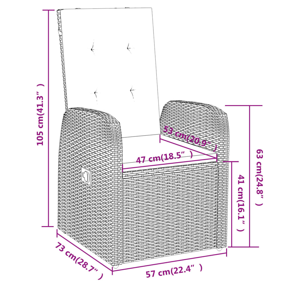 vidaXL 9 pcs conjunto de jantar para jardim com almofadões cinza