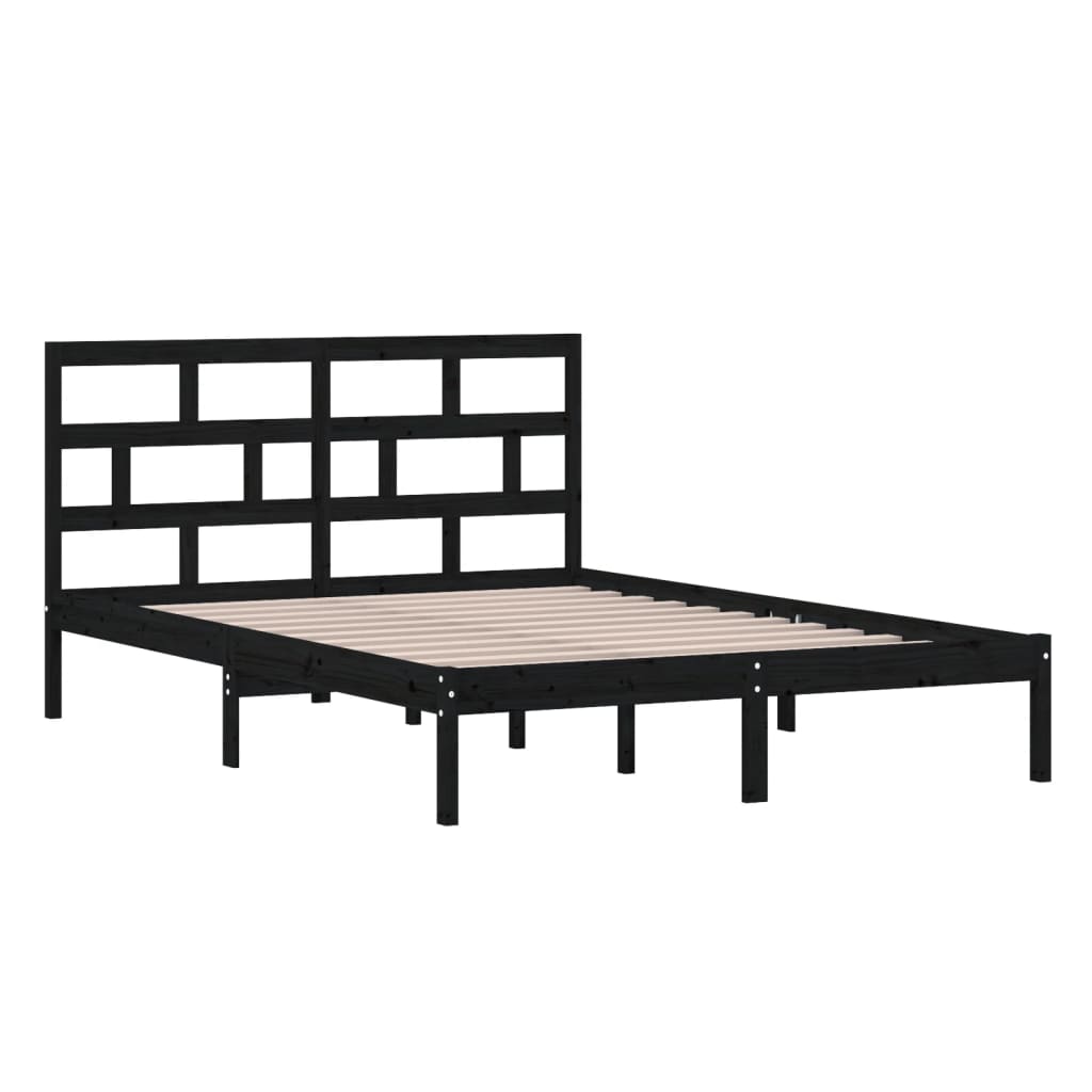 vidaXL Estrutura de cama 140x200 cm madeira de pinho maciça preto