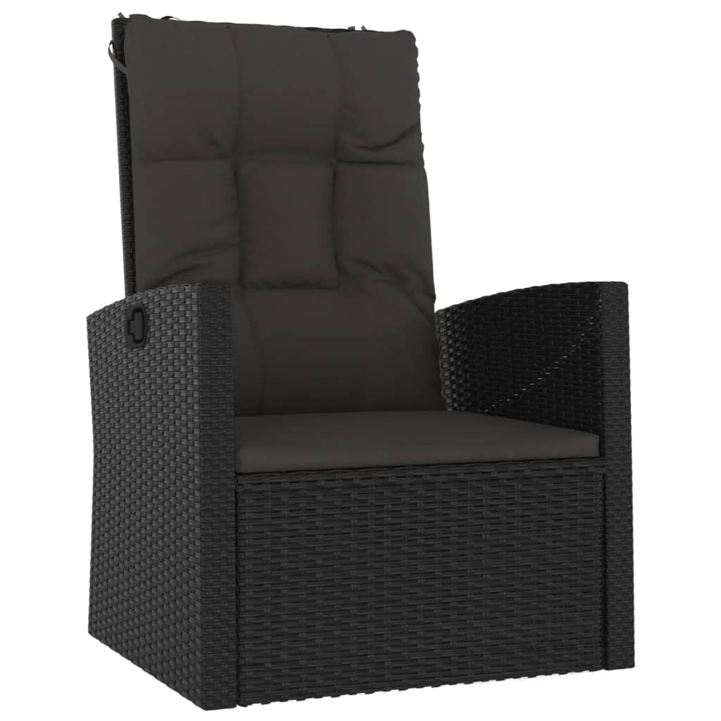 vidaXL 3 pcs conjunto lounge de jardim c/ almofadões vime PE preto