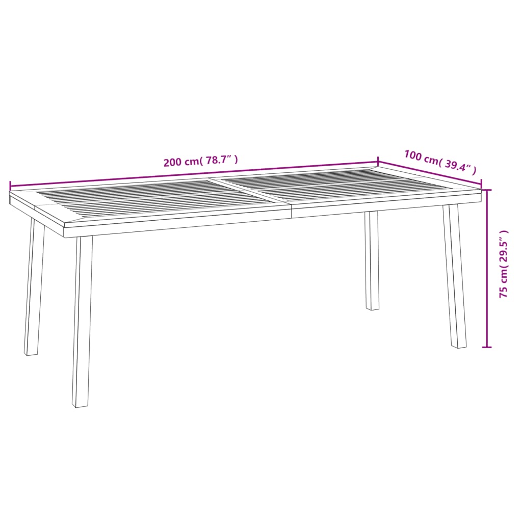 vidaXL Conj. jantar p/ jardim 7 pcs madeira de acácia maciça e metal