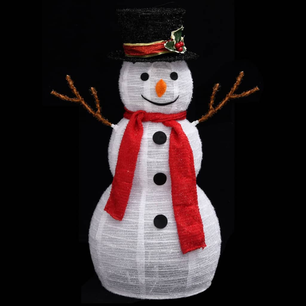 vidaXL Boneco de neve decorativo com luz LED tecido de luxo 60 cm