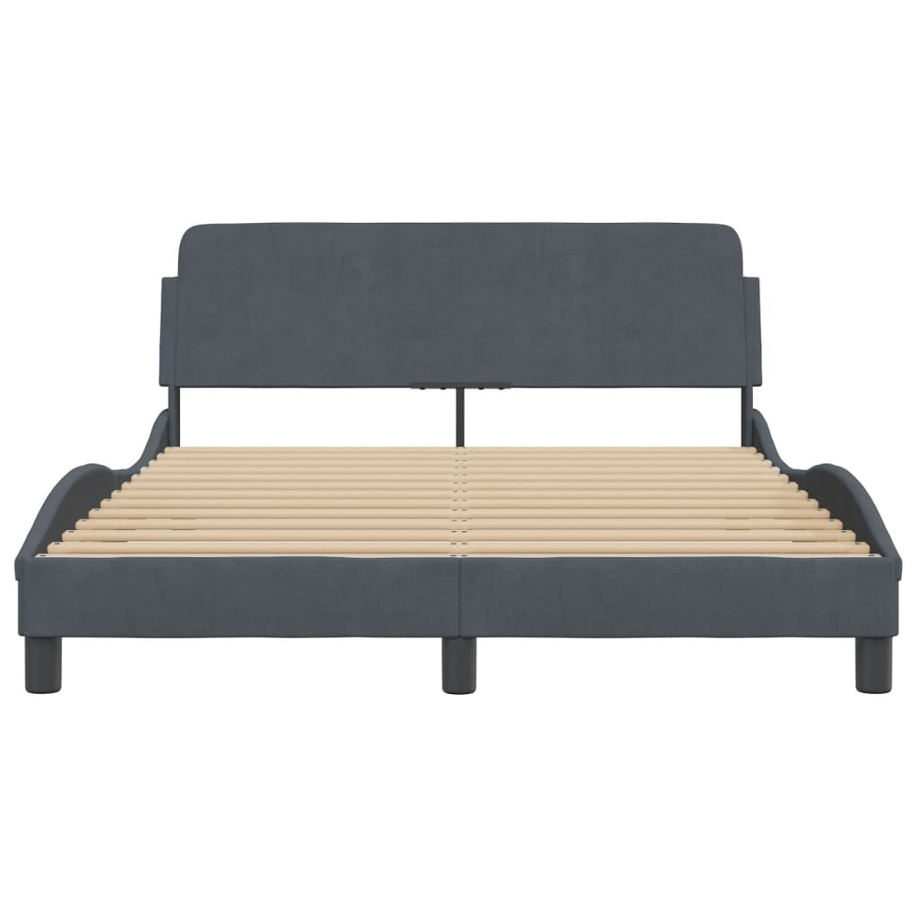 vidaXL Estrutura de cama c/ cabeceira 140x190cm veludo cinzento-escuro