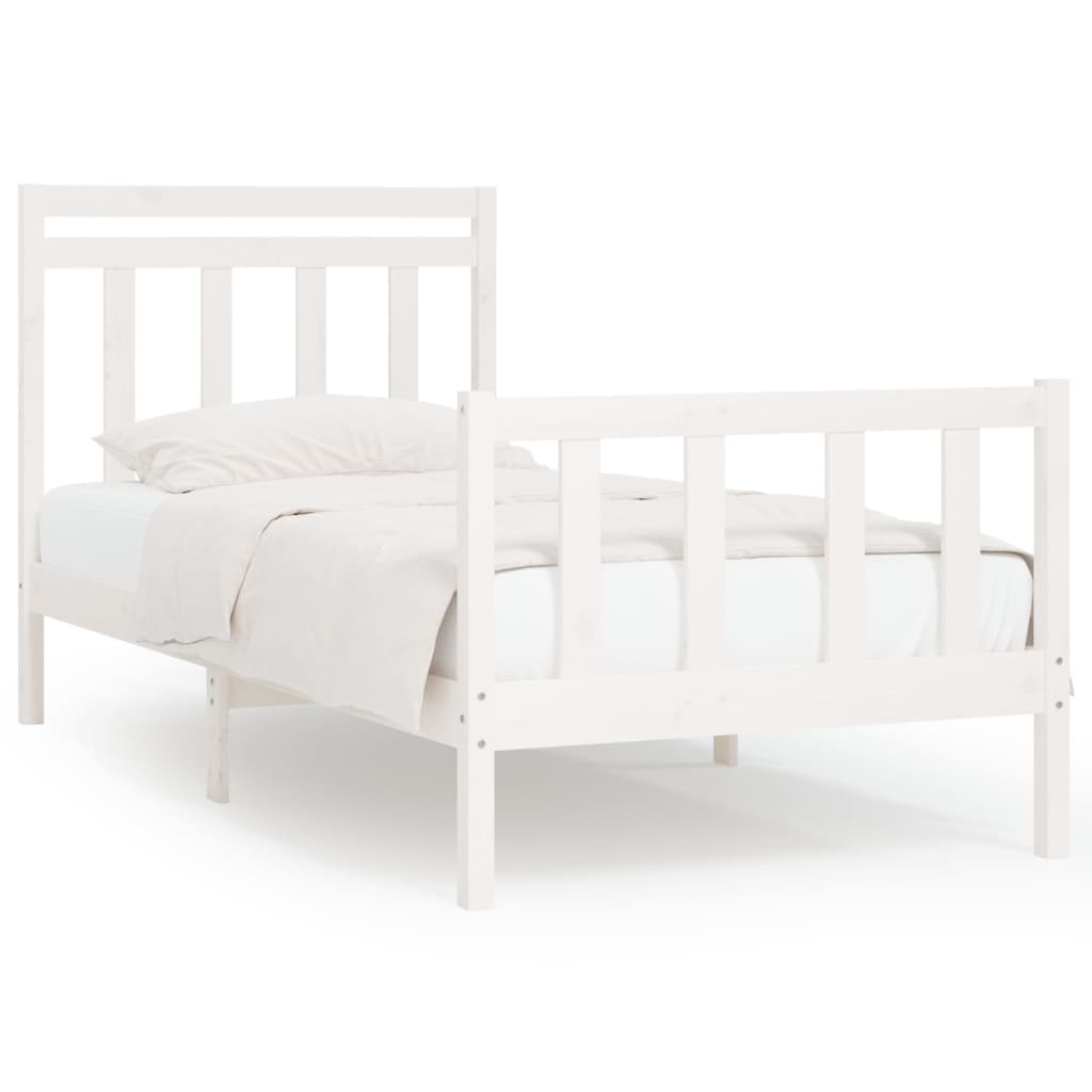 vidaXL Estrutura de cama 100x200 cm pinho maciço branco