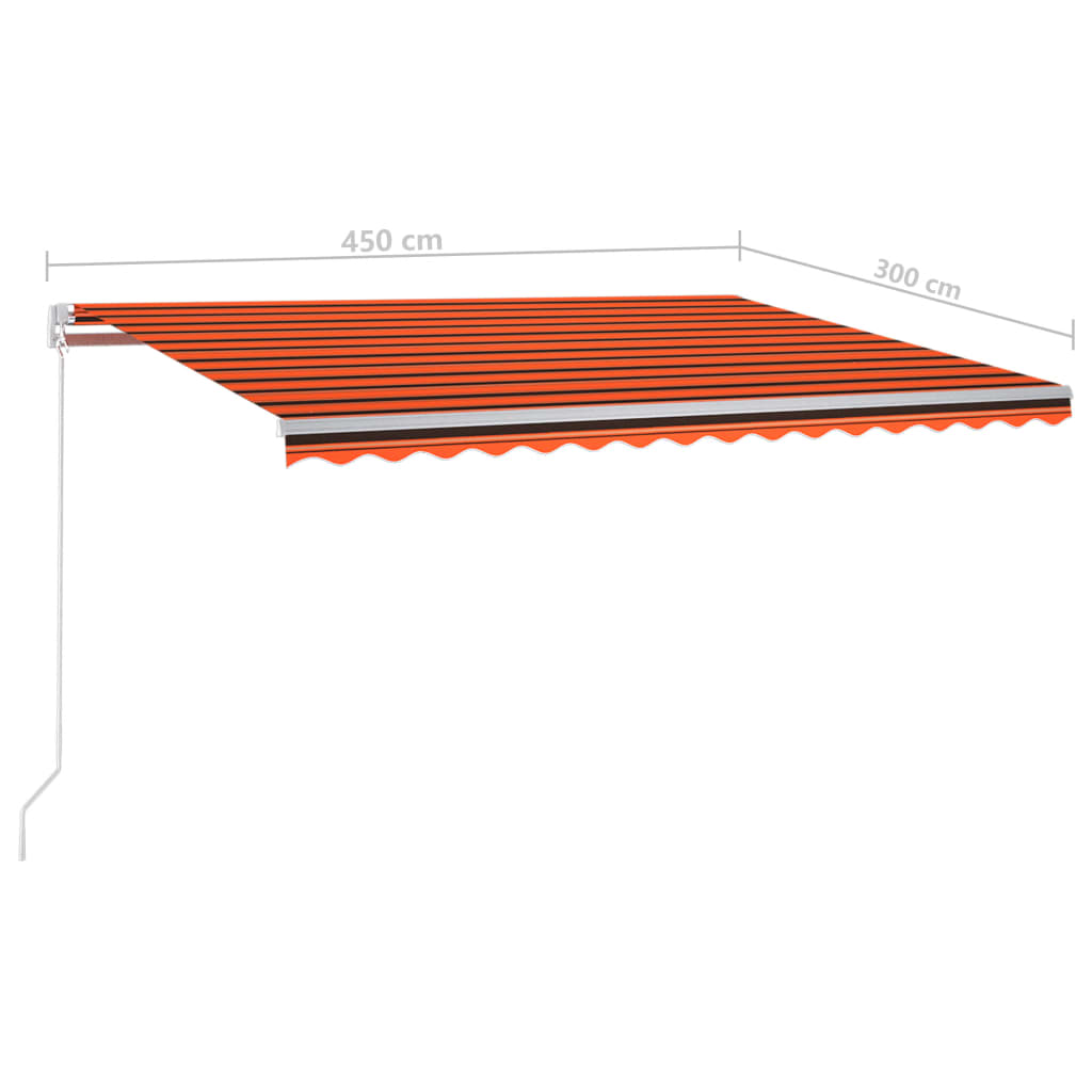 vidaXL Toldo retrátil automático com postes 4,5x3 m laranja e castanho