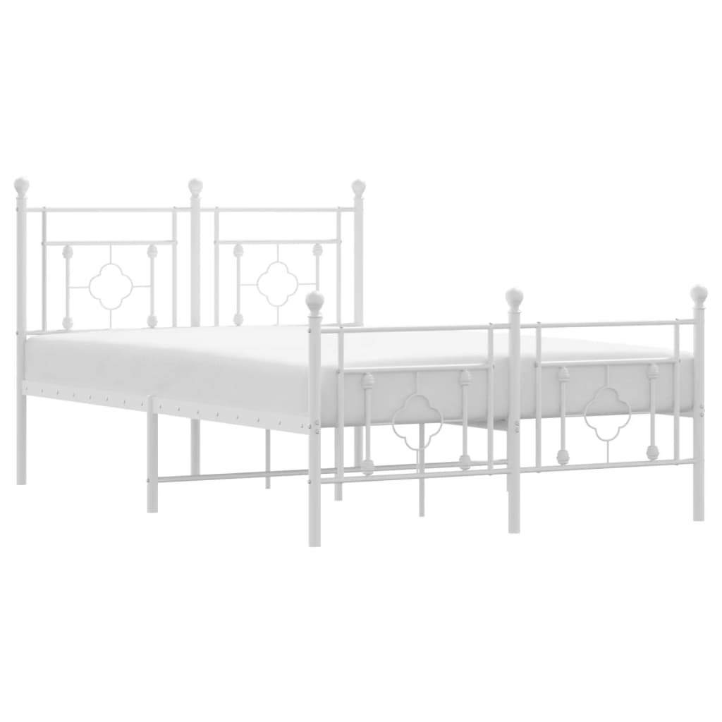 vidaXL Estrutura de cama com cabeceira e pés 120x200 cm metal branco