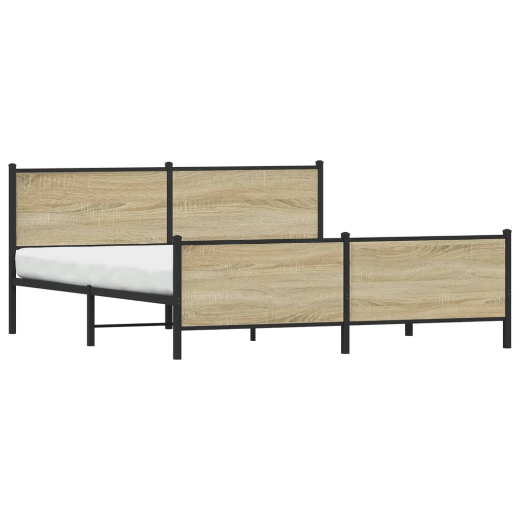 vidaXL Estrutura de cama sem colchão 193x203cm metal carvalho sonoma